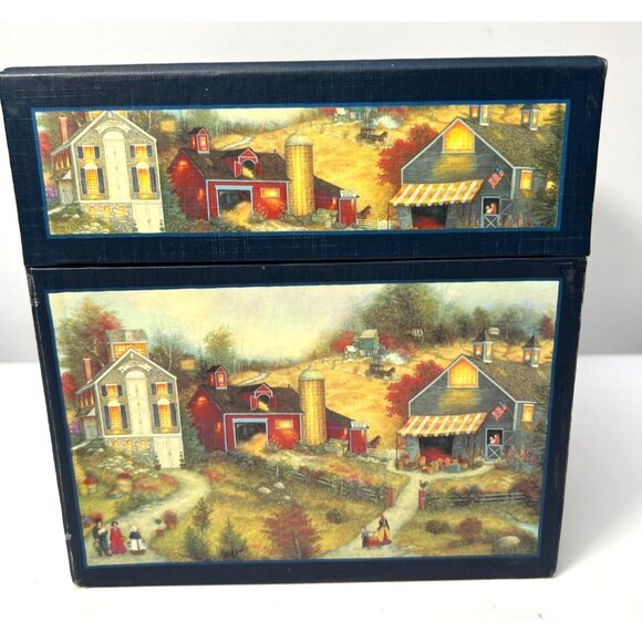 Hand-Painted Decorative Storage Box With Countryside, And Christmas Scenes Very - Picture 7 of 12